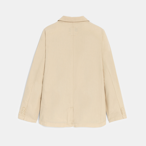 سُترة بدلة من القطن والكتان باللون البيج للفتيان